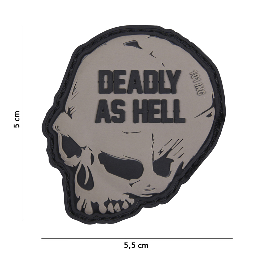 Embleem 3D PVC Deadly as hell grijs #16019
