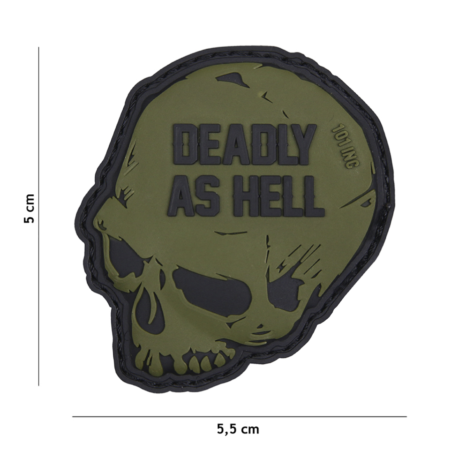 Embleem 3D PVC Deadly as hell groen #16018