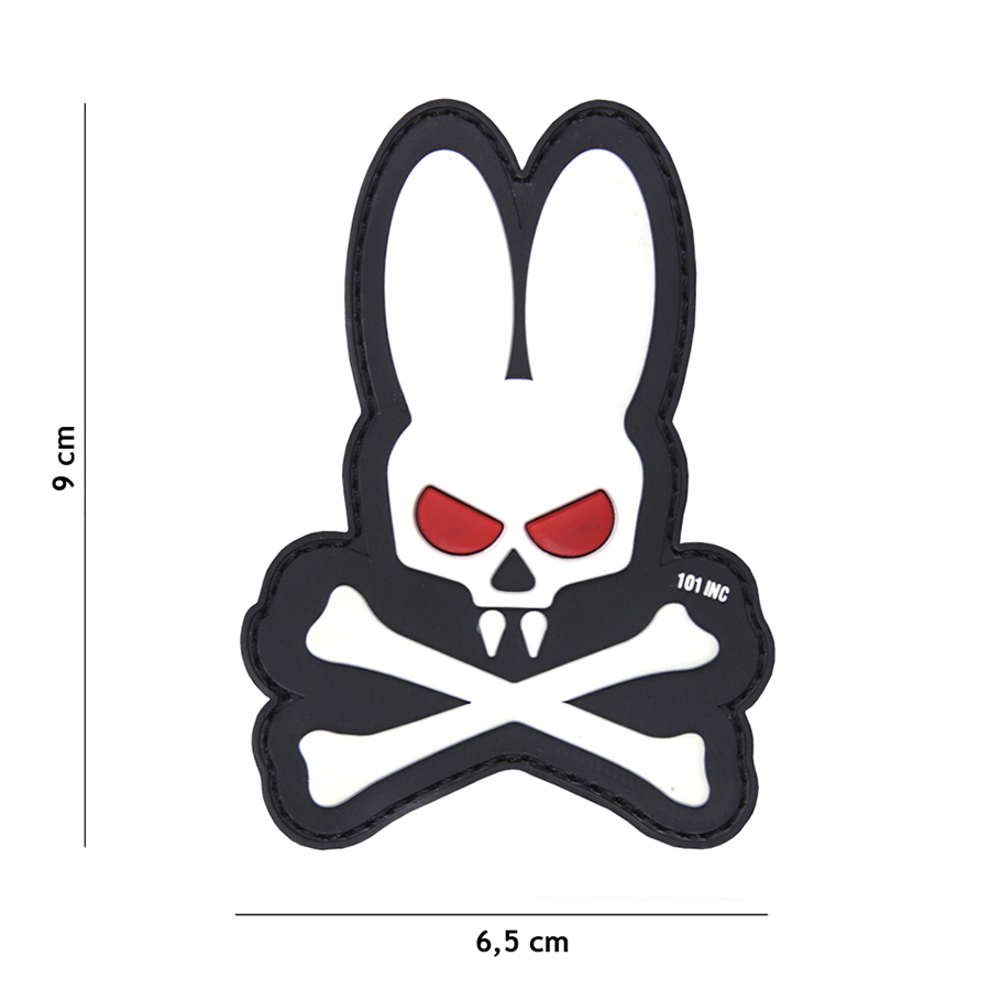 Embleem 3D PVC Skull bunny wit #17052
