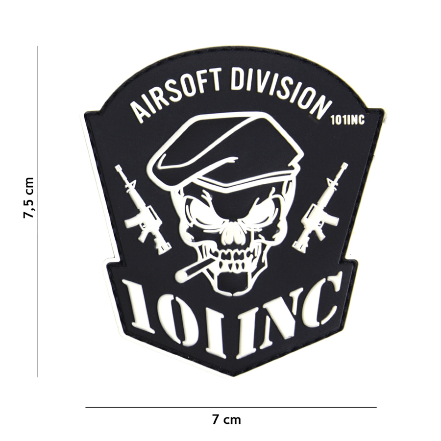Embleem 3D PVC Airsoft Division 101 INC zwart #18079