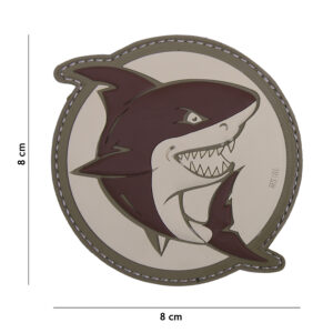 Embleem 3D PVC aanvallende haai bruin #18001