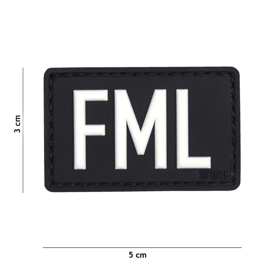 Embleem 3D PVC FML (Fuck My Life) zwart #16037
