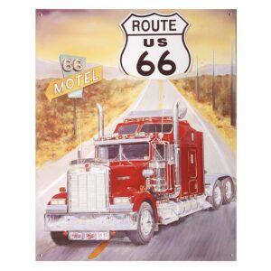 Metalen plaat groot 16. Route 66 US vrachtwagen