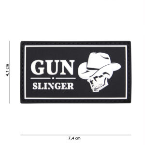 Embleem 3D PVC Gun slinger skull cowboy zwart #16120