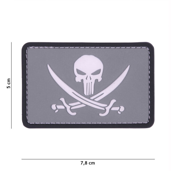 Embleem 3D PVC Punisher pirate grijs/wit #11123