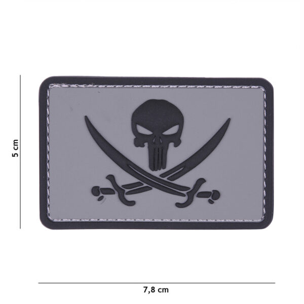 Embleem 3D PVC Punisher pirate grijs/zwart #11126