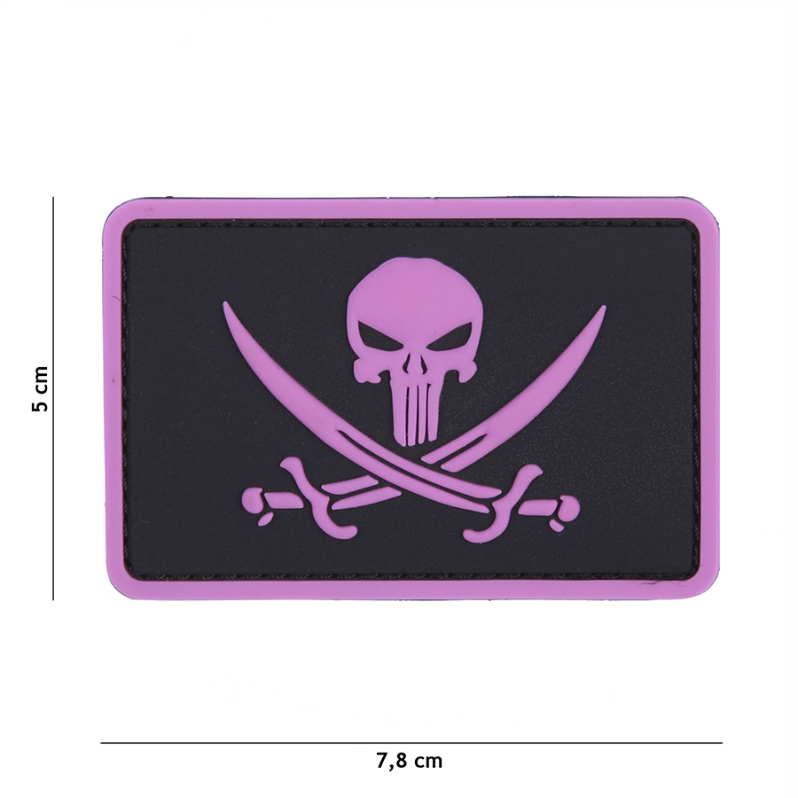 Embleem 3D PVC Punisher pirate roze #11124