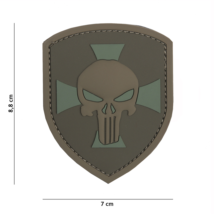 Embleem 3D PVC Schild Punisher kruis bruin #11132