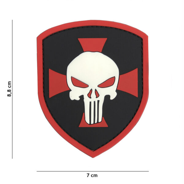 Embleem 3D PVC Schild Punisher kruis rood #11134