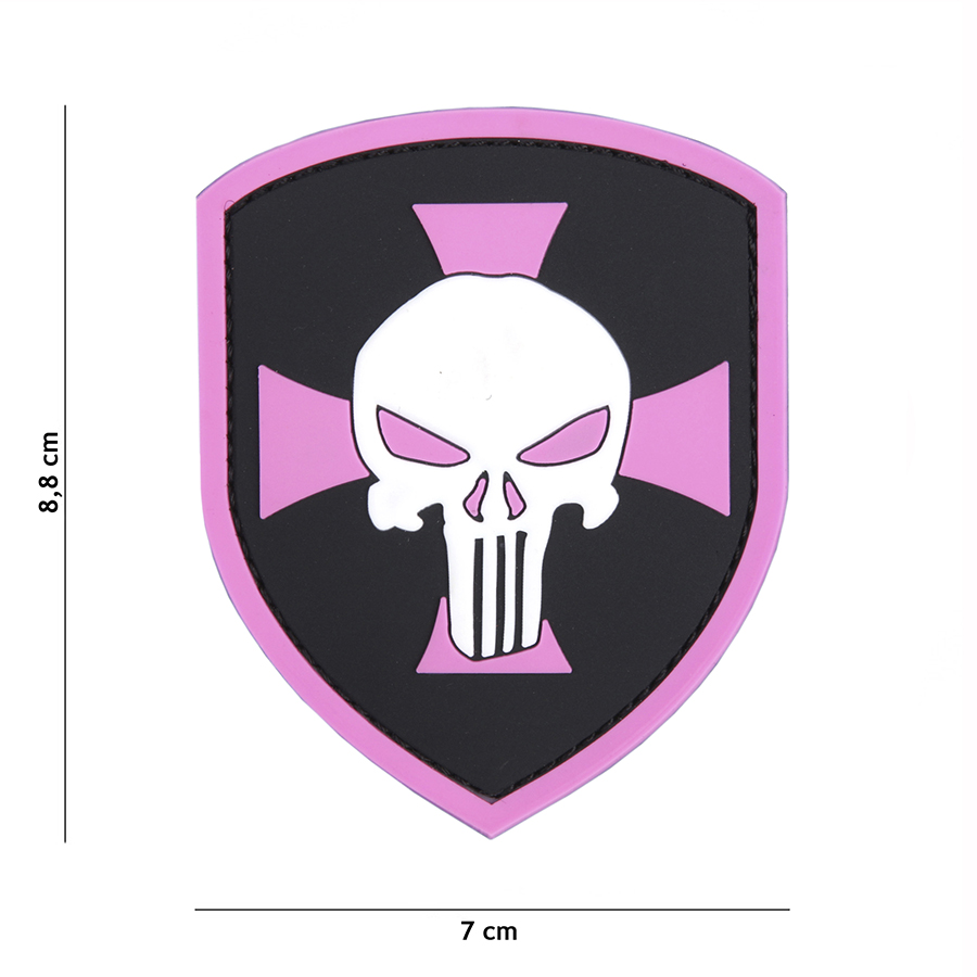 Embleem 3D PVC Schild Punisher kruis roze #9051