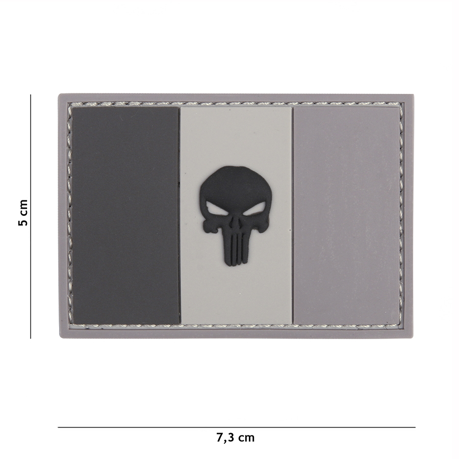Embleem 3D PVC Punisher Franse vlag grijs/zwart #13072