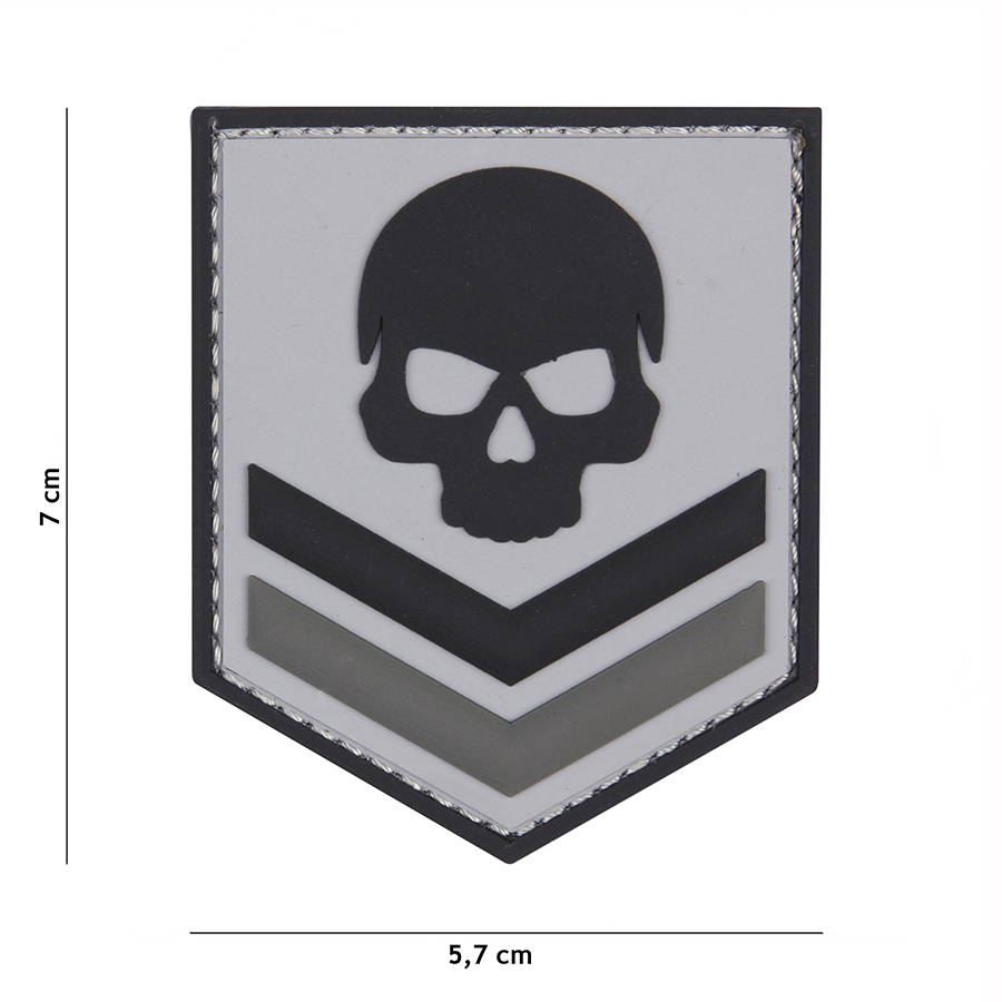 Embleem 3D PVC België skull grijs #20029