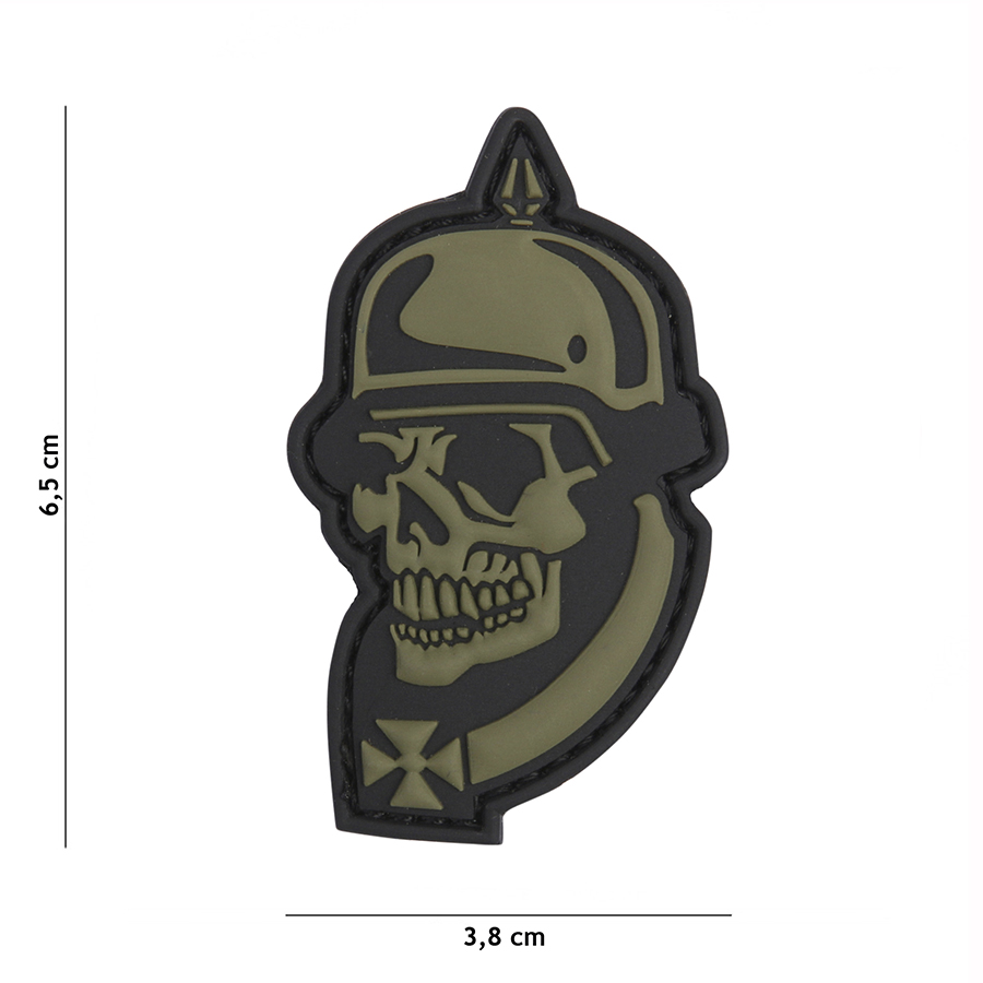 Embleem 3D PVC WW I skull groen #20044