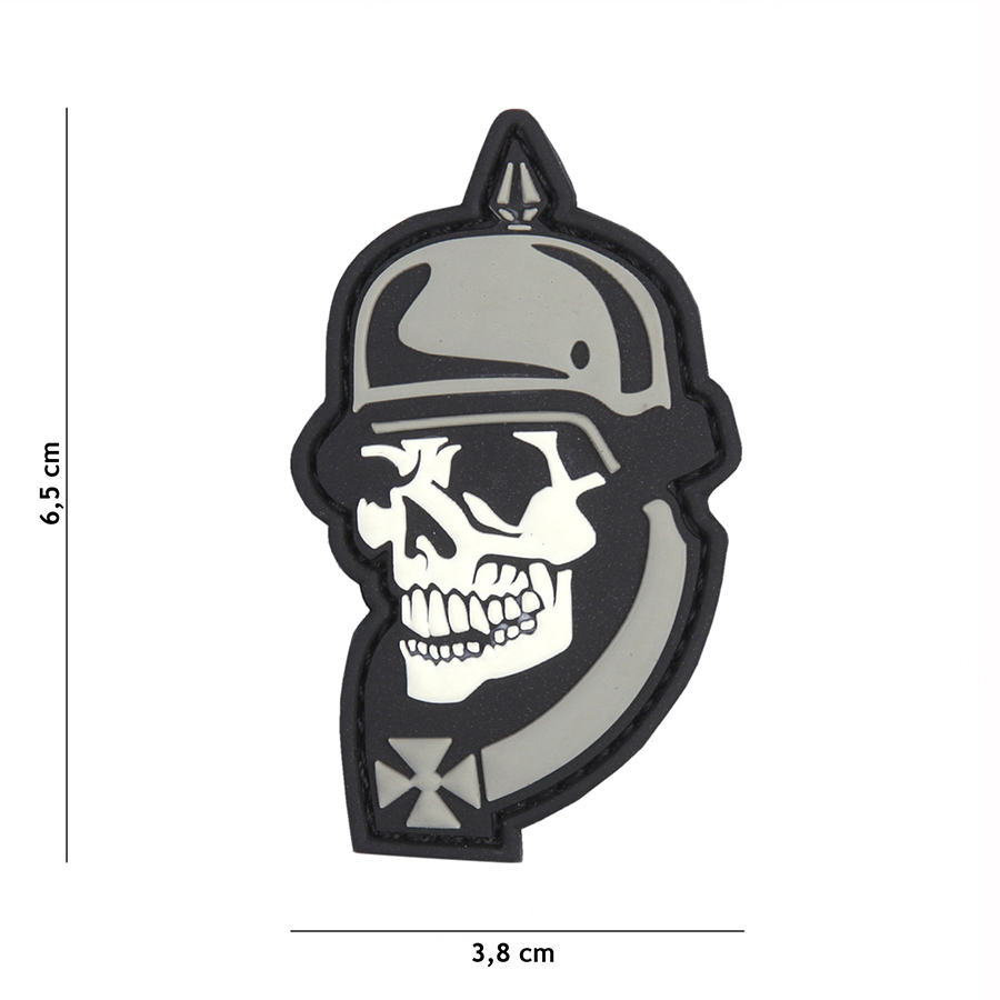 Embleem 3D PVC WW I skull grijs #20046