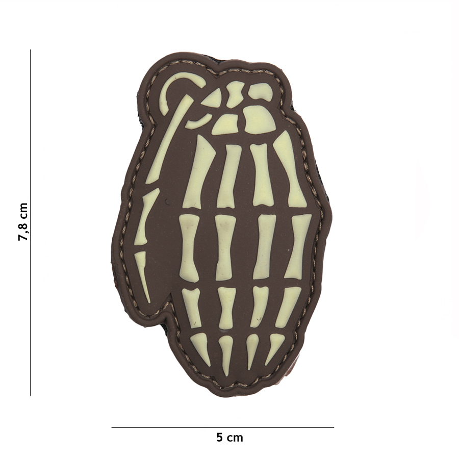 Embleem 3D PVC Skull granaat bruin #9050