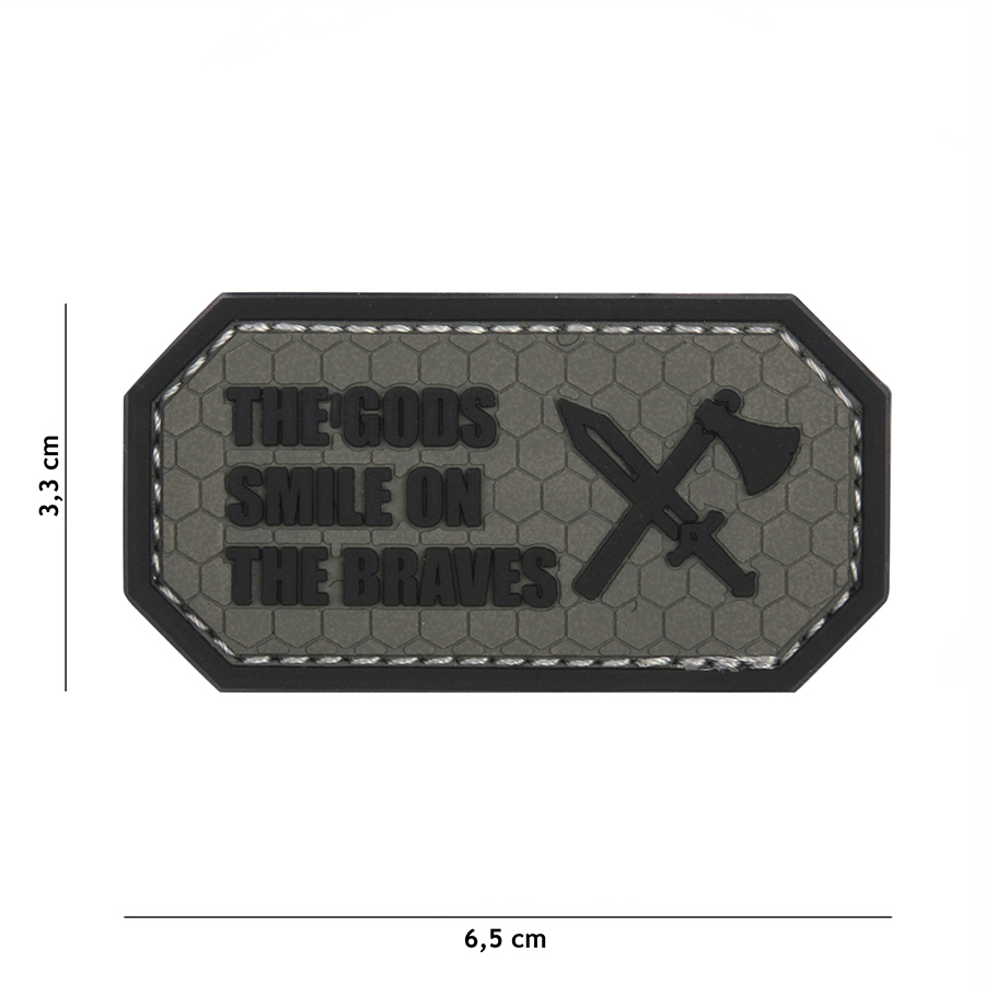 Embleem 3D PVC The Gods smile on the braves grijs #11141