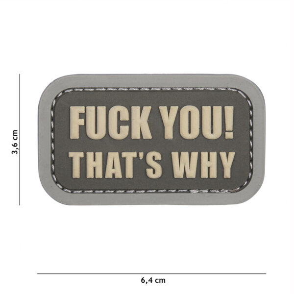 Embleem 3D PVC Fuck you that's why grijs #11143