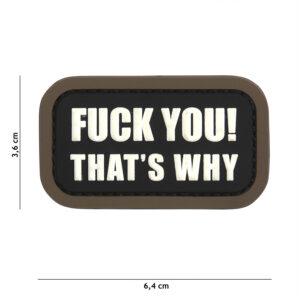 Embleem 3D PVC Fuck you that's why zwart #11145