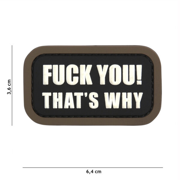 Embleem 3D PVC Fuck you that's why zwart #11145