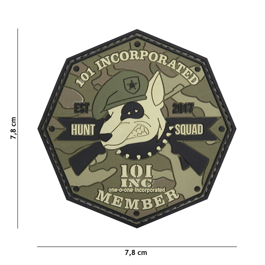 Embleem 3D PVC 101 INC Hunt Squad groen #9035