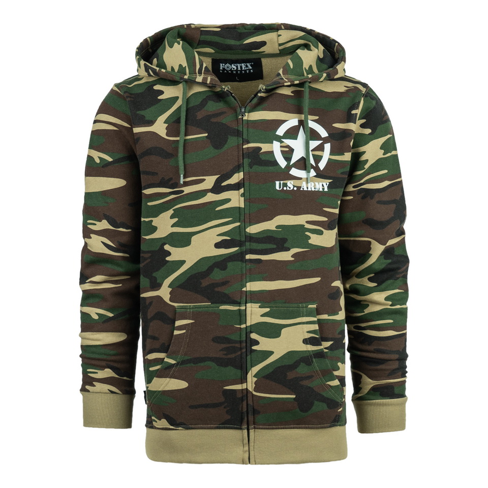 Hoodie met rits Allied Star U.S. Army camo Hoodie met rits Allied Star U.S. Army camo
