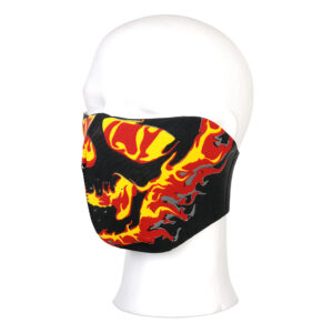 Biker mask half face yellow/red flames #113