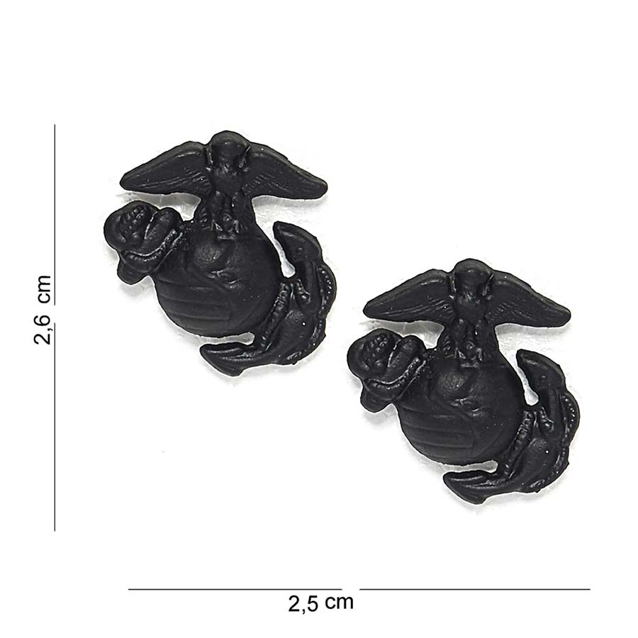 Embleem metaal USMC zwart setje à 2 st. #7049