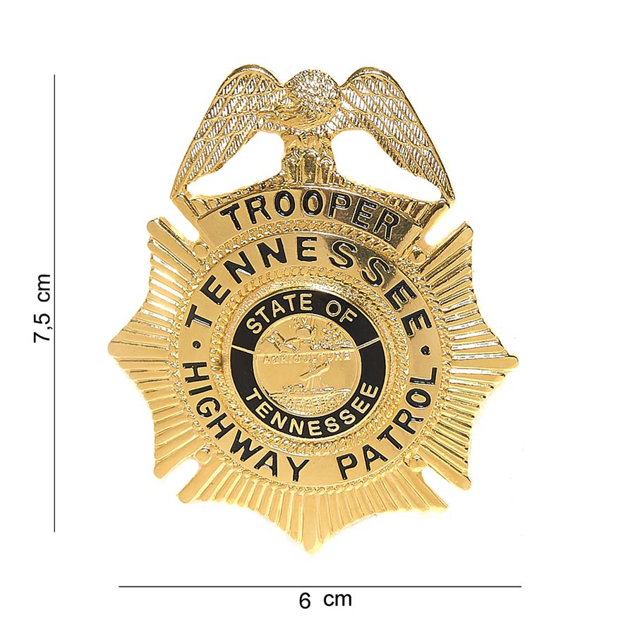 Embleem metaal trooper tennessee highway patrol (goud #7021