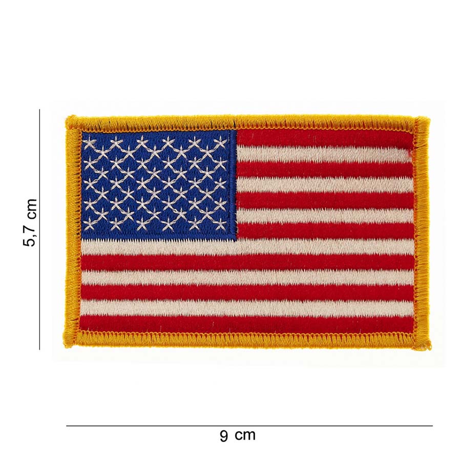 Embleem stof vlag USA gouden rand (groot) #1011