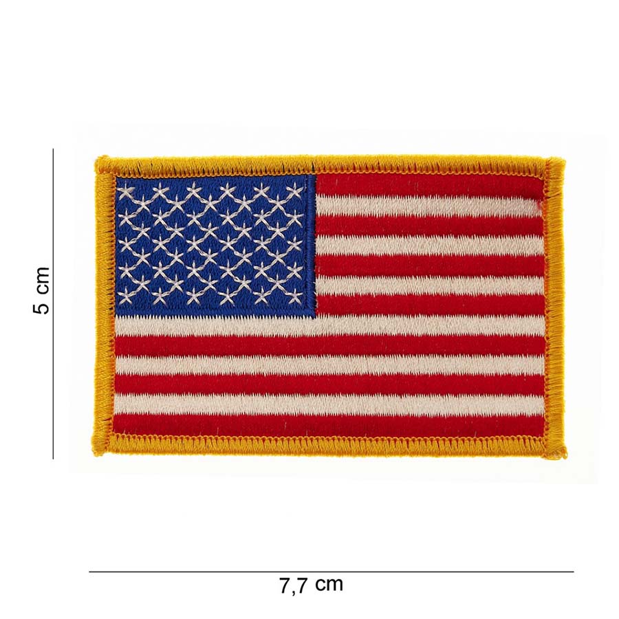 Embleem stof vlag USA gouden rand (klein) #1017