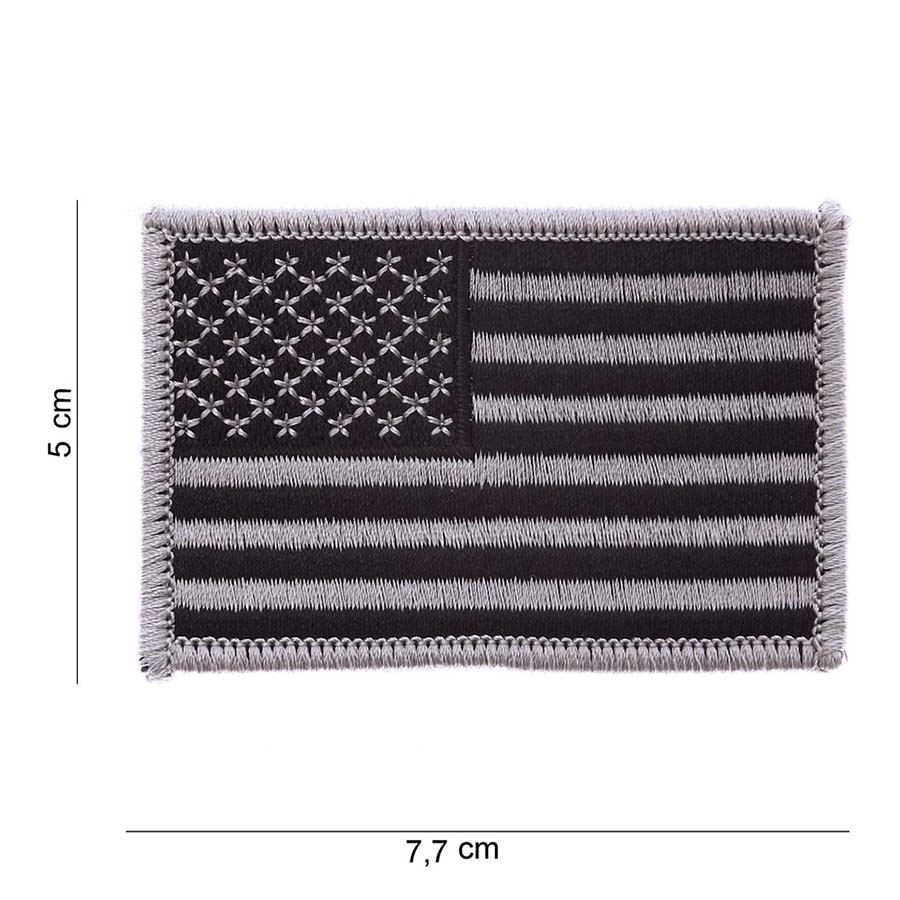 Embleem stof vlag USA zilver #1019