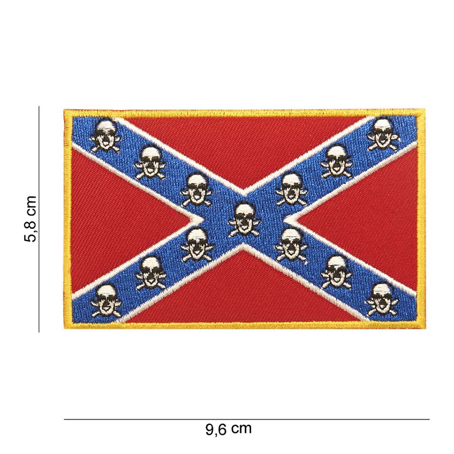 Embleem stof rebel vlag doodskop (middel) #1007