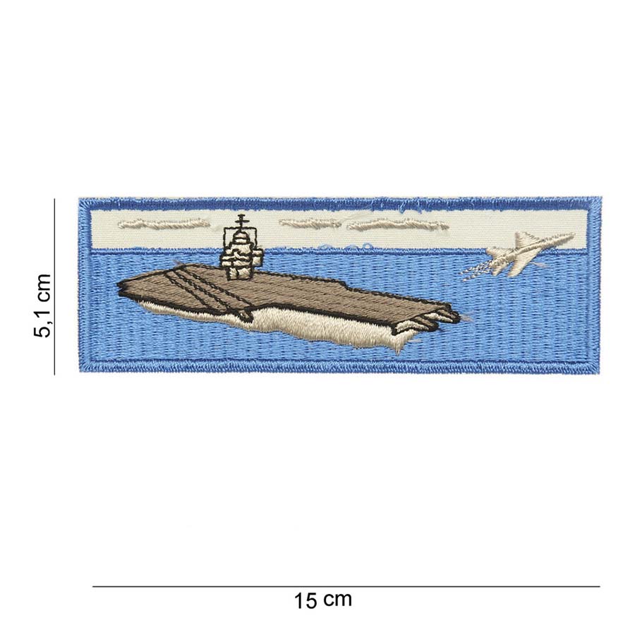 Embleem stof vliegdek schip (blauw) #4093