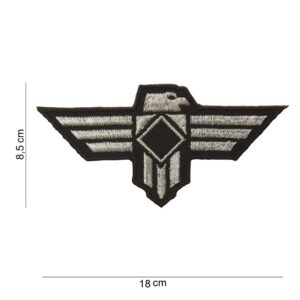 Embleem stof adelaar zwart+ grijs (middel) #2030