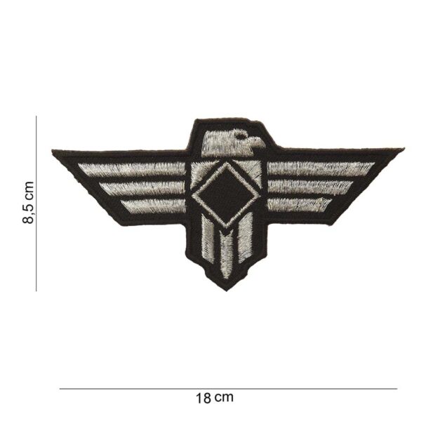Embleem stof adelaar zwart+ grijs (middel) #2030