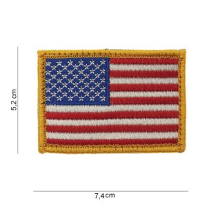 Embleem stof vlag USA gele rand met klittenband #1043