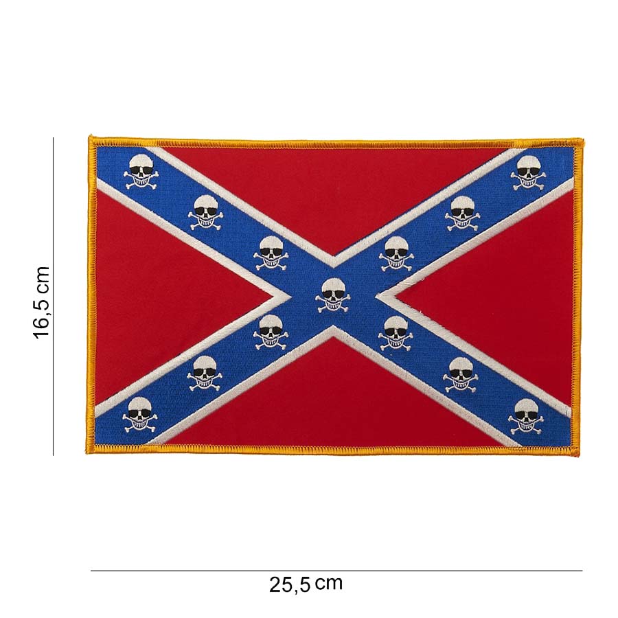 Embleem stof rebel vlag doodskop (groot) #1078