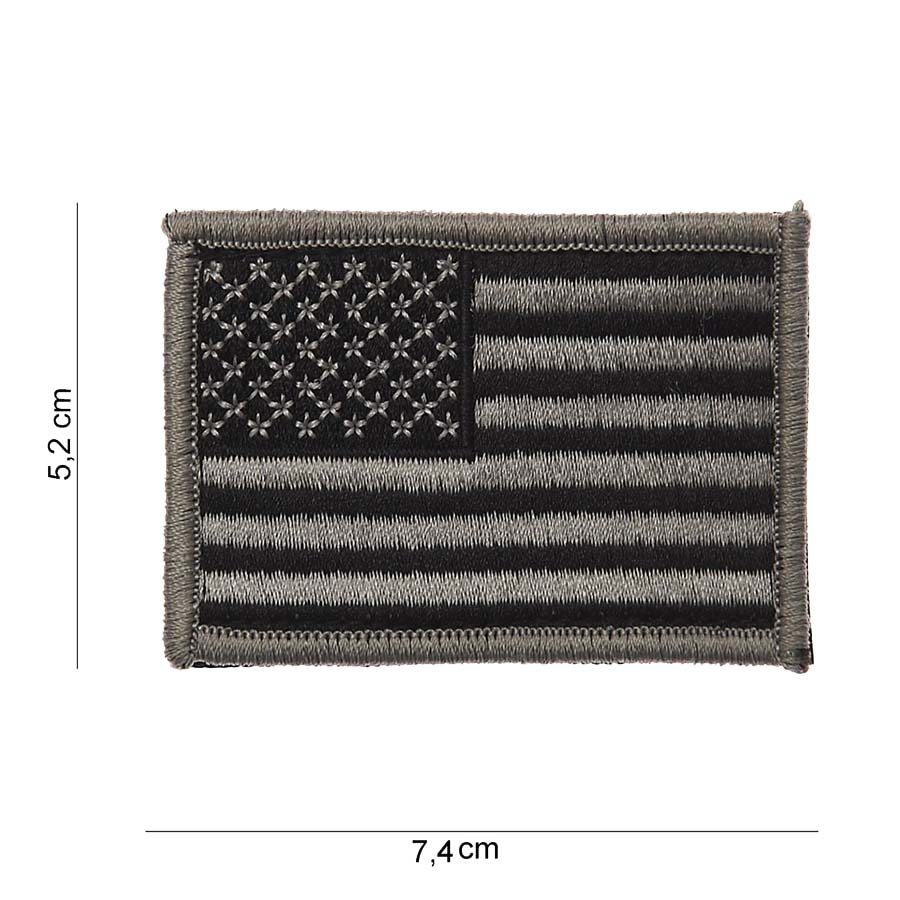 Embleem stof vlag USA zilver met klittenband #1046