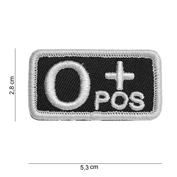 Embleem stof bloedgroep O+ positief zwart #5083
