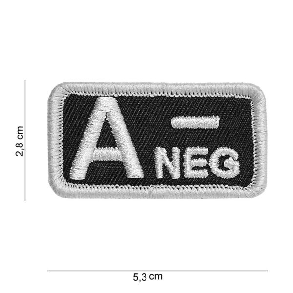 Embleem stof bloedgroep A-negatief zwart #5082