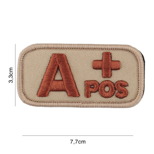 Embleem stof bloedgroep A+positief coyote #8107