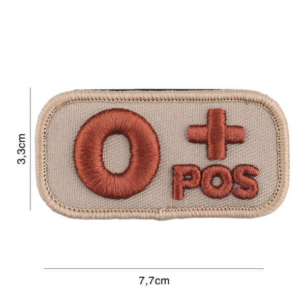 Embleem stof bloedgroep O+positief coyote #8110
