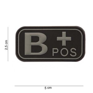 Embleem 3D PVC bloedgroep B+ positief zwart #11176