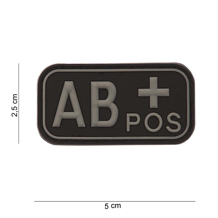 Embleem 3D PVC bloedgroep AB+ positief zwart #11178