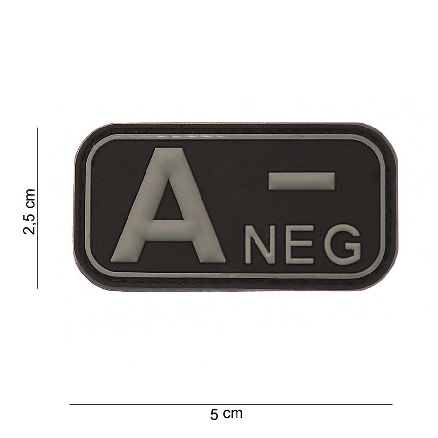 Embleem 3D PVC bloedgroep A- negatief zwart #11175