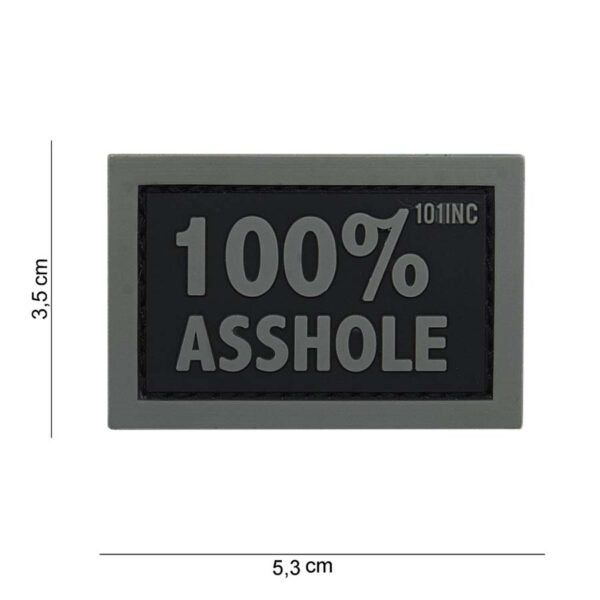 Embleem 3D PVC 100% asshole zwart/grijze letters #14076