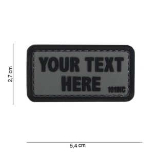 Embleem 3D PVC Your text here grijs/zwarte letters #14081