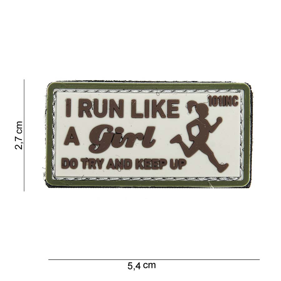 Embleem 3D PVC I run like beige #14062