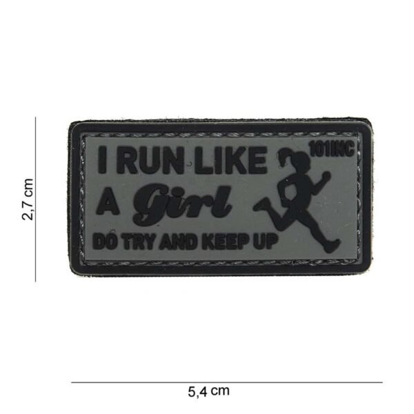 Embleem 3D PVC I run like grijs #14061