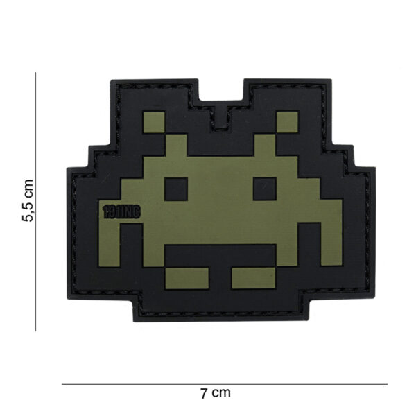 Embleem 3D PVC Space invader groen/zwart #14059